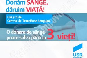 USR Dâmboviţa reia chemarea la donare de sânge: “DONĂM SÂNGE, DĂRUIM VIAȚĂ!”
