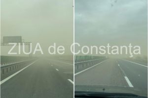 Atentie soferi: Furtuna de praf pe autostrada A2 Bucuresti - Constanta