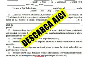 DOCUMENTE: DESCARCĂ AICI declaraţia pe proprie răspundere şi adeverinţa de la angajator