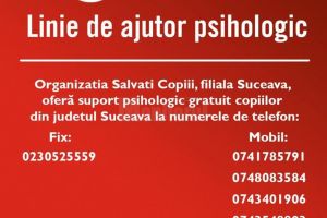 Suport psiho-emoţional şi social gratuit, oferit de echipa Salvaţi Copiii - Filiala Suceava, ...
