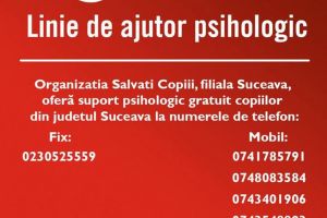 Suport psiho-emoţional şi social gratuit, oferit de echipa Salvaţi Copiii - Filiala Suceava, ...