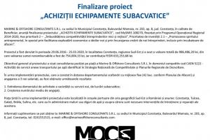 Comunicat de presa: Finalizare proiect Achizitii echipamente subacvatice