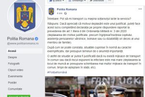 Poliţia explică modul în care se pot deplasa persoanele fără permis în starea de urgenţă