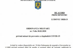 Au aparut Ordonantele Militare 5 si 6. Vezi aici ce noi masuri au fost impuse