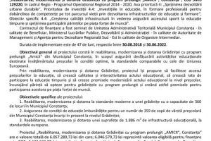 Comunicat de presa: Lansare proiect Reabilitarea, modernizarea si dotarea Gradinitei cu program prelungit AMICII“, Constanta“