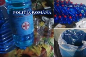 Poliţiştii din Braşov au descoperit 1.128 de recipiente cu alcool sanitar contrafăcut