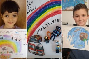 FOTO| Mesajele de mulţumire ale elevilor Școlii Gimnaziale “Avram Iancu” din Alba Iulia pentru cei care lupta în prima linie împotriva coronavirusului