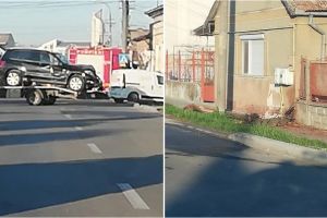 FOTO. Pericol de explozie în Carei. O şoferiţă a intrat cu maşina într-o casă