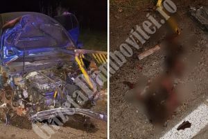 Maşină făcută zob după ce a lovit un mistreţ. Șoferul a avut zile