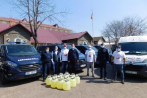 300 de litri de dezinfectant de la o fundaţie pentru Inspectoratul de Jandarmi Judeţean