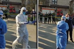 VIDEO EMOȚIONANT – Aplauze şi flori pentru medicii şi asistentele de la Spitalul Judeţean Sibiu