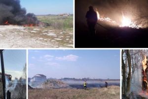 Zeci de intervenţii ale pompierilor pentru stingerea incendiilor de vegetaţie provocate intenţionat, în weekend, în Timiş