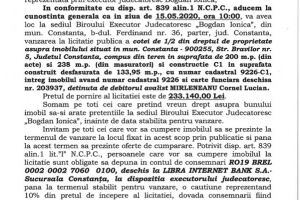 B.E.J. “Bogdan Ionica organizeaza licitatie publica