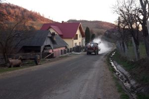 La iniţiativa unor consilieri locali, se face dezinfecţie cu clor pe străzile din Șieu