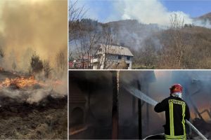 Zi „DE FOC” pentru personalul din cadrul ISU Alba. Pompierii militari ÎNCĂ se luptă să stingă flăcările izbucnite pe 3 hectare de vegetaţie uscată din Pâclişa