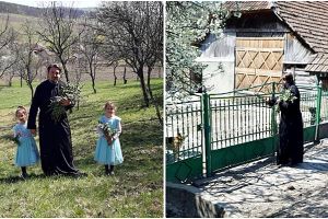 Duminica Floriilor. Un preot din judeţul Satu Mare a împărţit ramuri sfinţite în satul în care slujeşte