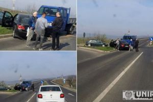 FOTO| Accident rutier pe DN7, zona Șibot: Coliziune între un autoturism şi o camionetă