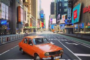 Dacia 1300, înmatriculată în Braşov, vedetă pe străzile pustii din New York (Foto)