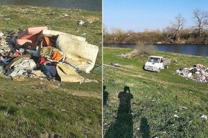 Răsar gunoaiele: Șofer prins că debarasa deşeuri pe malul Crişului în Oradea (FOTO)
