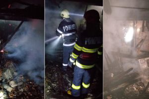 FOTO| INCENDIU la o anexă gospodărească în Daia Română: Intervin pompierii cu 3 autospeciale