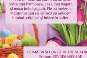 Felicitare din partea Primăriei şi Consiliului Local ALBEŞTI