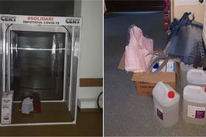 SPRIJIN pentru Spitalului Orăşenesc din Abrud: O „poartă” pentru decontaminare împreună cu alte materiale de protecţie, au fost DONATE unităţii medciale