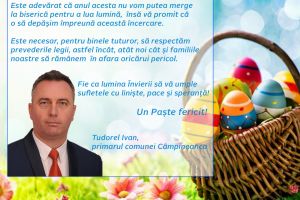 Tudorel Ivan, primarul comunei Câmpineanca: „Lumina Învierii să vă umple sufletele cu linişte, pace şi speranţă”