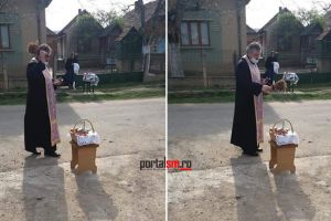 FOTO. Coşuri sfinţite de la distanţă în judeţ! Preotul care a luat la pas fiecare gospodărie din sat