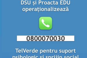 DSU şi Asociaţia Proacta EDU operaţionalizează o nouă linie de telefonie de tip TelVerde de suport psihologic şi sprijin social