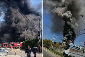 FOTO. Incendiu puternic în Baia Mare. Fumul, vizibil din judeţul Satu Mare