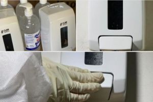 Primaria Constanta a inceput distribuirea dispenserelor cu dezinfectant pentru maini in scarile de bloc (galerie foto)
