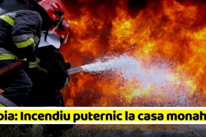 NEAMȚ: Incendiu puternic la Agapia! Flăcări la casa monahală a Schitului Agapia Veche