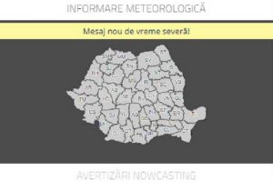 Avertizare meteorologică de vreme severă, cu averse, descărcări electrice, intensificări ...