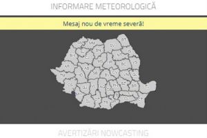Avertizare meteorologică de vreme severă, cu averse, descărcări electrice, intensificări ...