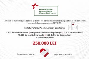 #ConstantaEsteBine: HEINEKEN Romania doneaza Spitalului Judetean Constanta materiale si echipamente de protectie pentru personalul medical, in valoare totala de 250.000 lei