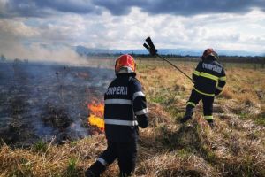FOTO: Incendii de vegetaţie lângă autostradă şi pe Dealul Dăii
