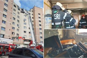 FOTO/VIDEO. Incendiu într-un apartament din Satu Mare. Două persoane evacuate