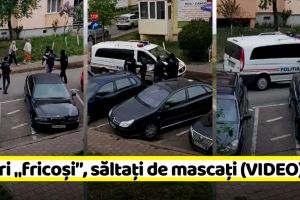 Piatra-Neamţ: Tineri „fricoşi”, săltaţi de mascaţi (VIDEO)