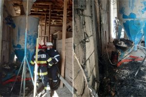 UPDATE. FOTO| INCENDIUL izbucnit la moara de furaje, din Pianu de Jos, este LICHIDAT