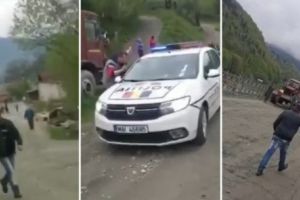 Locuitorii unui sat din Maramureş isi fac dreptate singuri. Au oprit un transport ilegal de lemne VIDEO