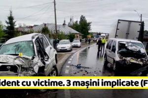 Accident cu victime în Neamţ. Impact între un camion şi 2 autoturisme