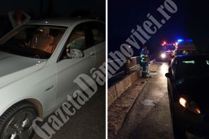 DN72: O şoferiţă a circulat pe contrasens şi a lovit un autoturism pe podul peste Dâmboviţa