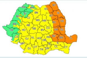 ANM: Cod portocaliu in mai multe judete din tara, inclusiv in Tulcea