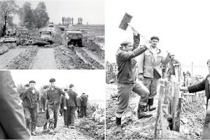 FOTO. Imagini dinainte de inundaţiile din 1970. Sătmărenii luptau să consolideze digurile