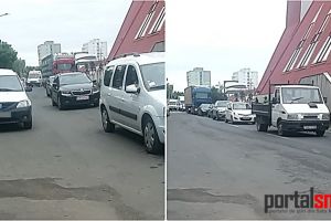 FOTO. Aglomeraţie mare pe b-dul Cloşca! Continuă lucrările pe b-dul Octavian Goga