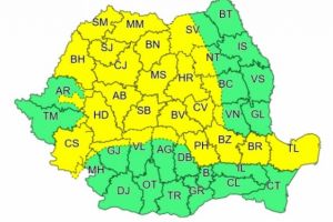 Avertizare meteo COD GALBEN intensificări ale vântului, ploi toreţiale, vijelii şi grindină începând de miercuri seara
