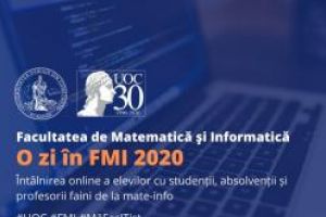 Facultatea de Matematica si Informatica a Universitatii Ovidius anunta:   Astazi, incepe, online, a III-a editie a intalnirilor O zi in FMI