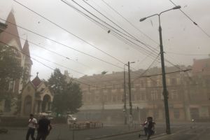 Furtuna puternica peste Timisoara si Timis. Tigle si caramizi zburate, pomi rupti, schele prabusite