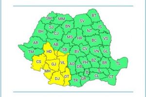 COD GALBEN de ploi torenţiale şi vijelii, în sudul judeţului Alba şi în mai multe judeţe din ţară