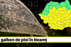 METEO: Cod galben de ploi în Neamţ, de miercuri dimineaţă